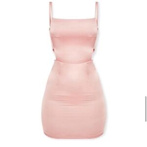 PrettyLittleThing Dusty Pink Satin Cut-Out Mini Dress